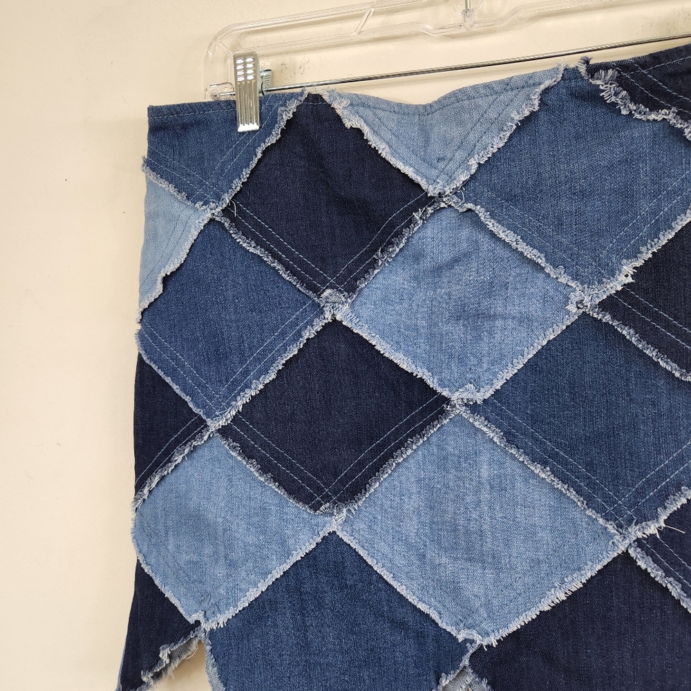 Patchwork Denim Skirt - image 3